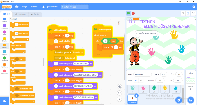 Kültürümüzden Dijitale: Scratch ile El El Epenek Sayışma Oyunu